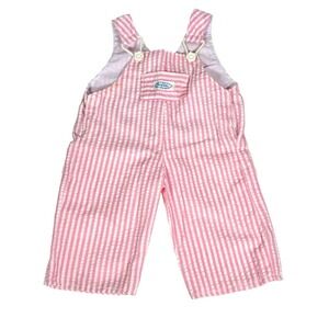 Real Baby Pink White Stripe Seersucker Overalls Romper for Cabbage Patch Kids